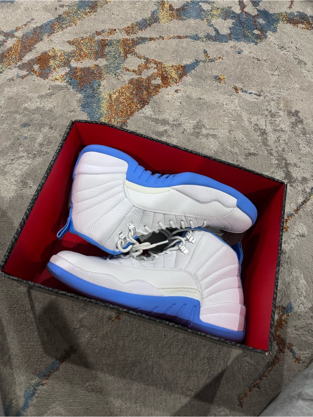 Jordan Men’s White and Blue High-Top Sneakers